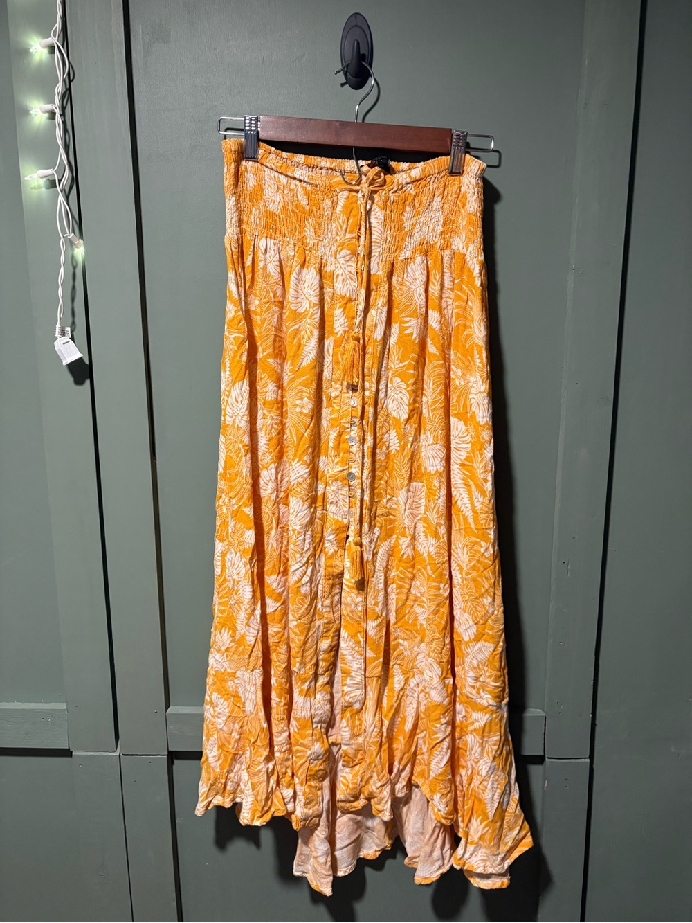 Rachel Zoe Yellow Floral Button-Front Maxi Skirt